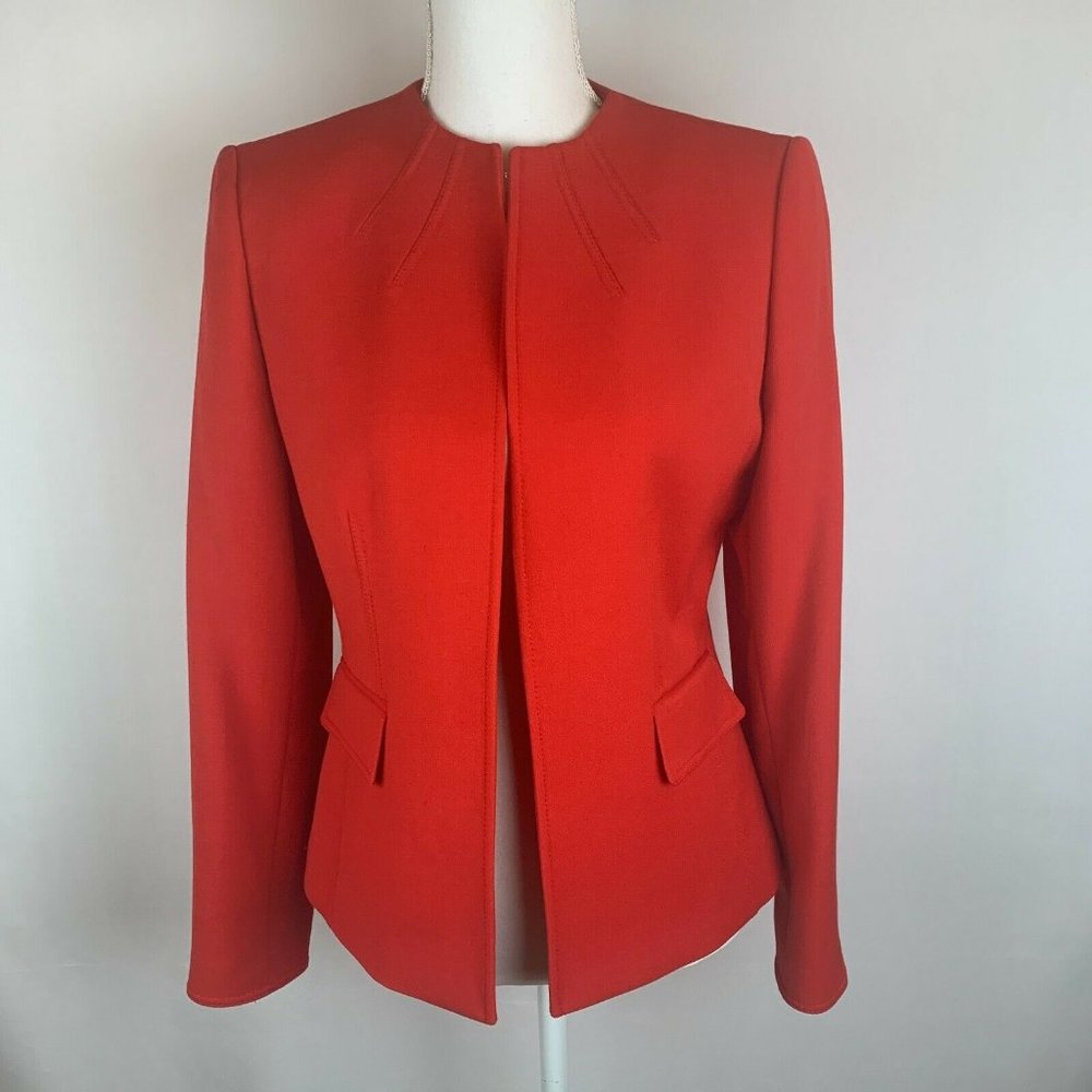 Tahari Arthur S Levine Red Open Front Blazer Sz 6
